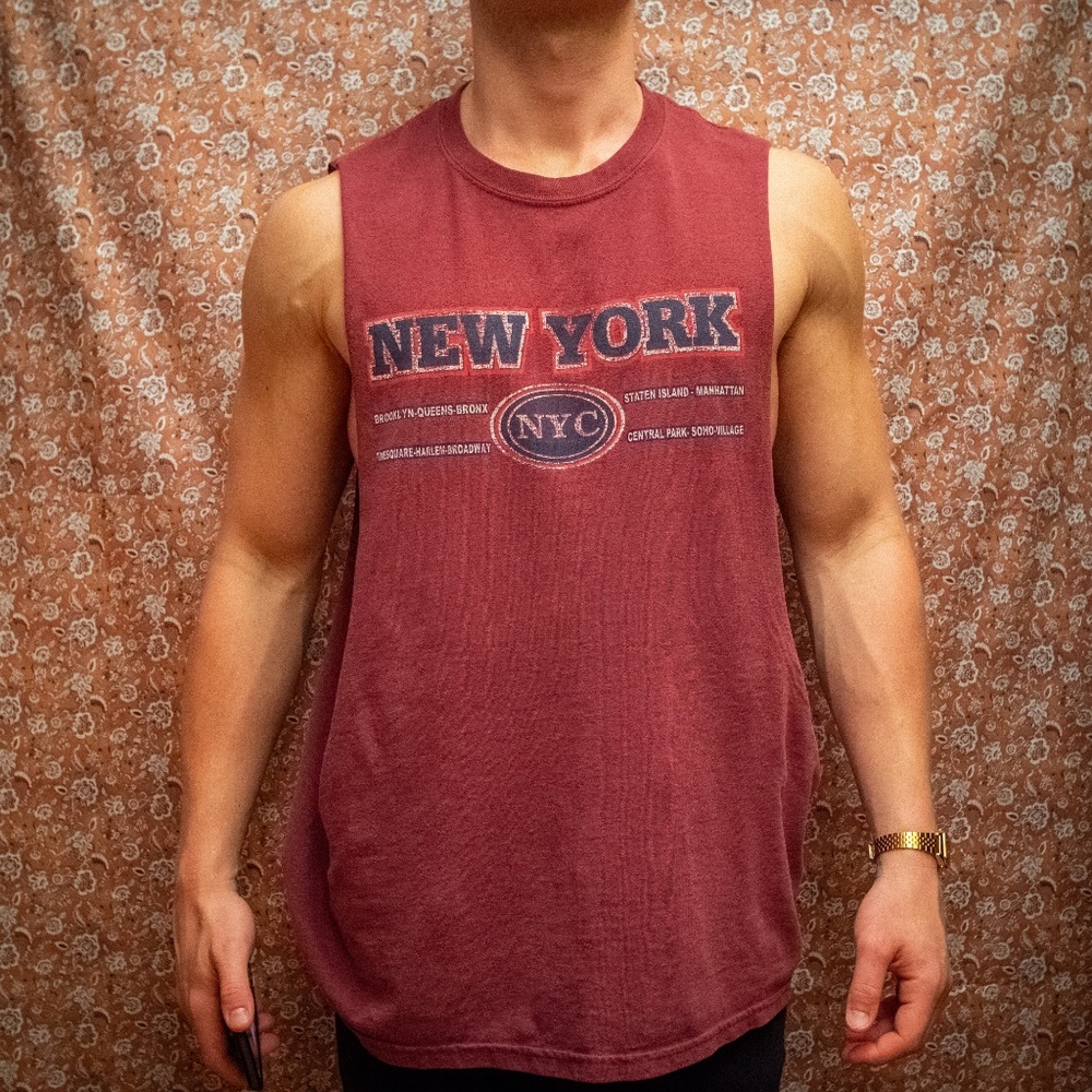 New York Vintage Burgundy Tank Top Muscle Tee